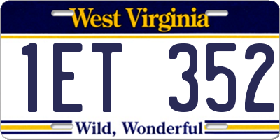 WV license plate 1ET352
