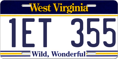 WV license plate 1ET355
