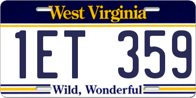WV license plate 1ET359