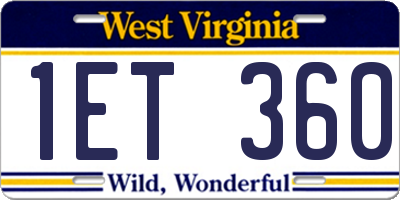 WV license plate 1ET360