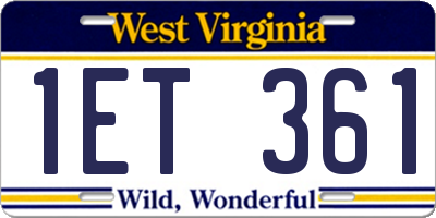 WV license plate 1ET361