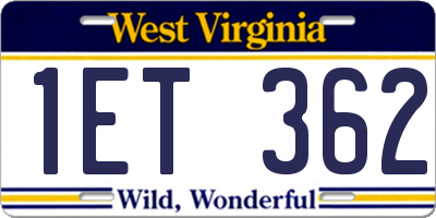 WV license plate 1ET362
