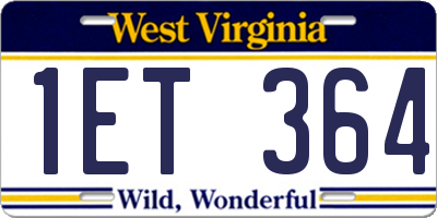 WV license plate 1ET364