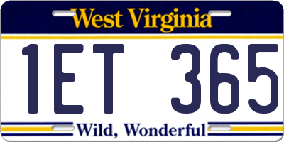 WV license plate 1ET365