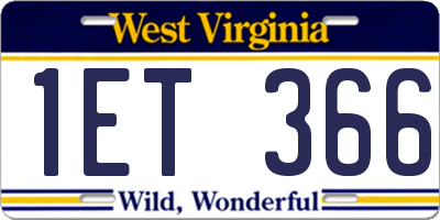 WV license plate 1ET366