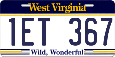WV license plate 1ET367