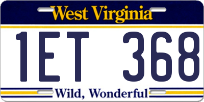WV license plate 1ET368