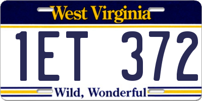 WV license plate 1ET372