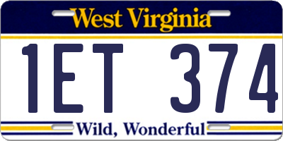 WV license plate 1ET374