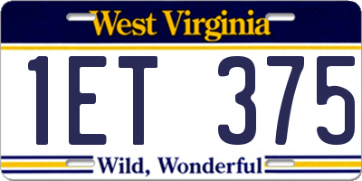 WV license plate 1ET375