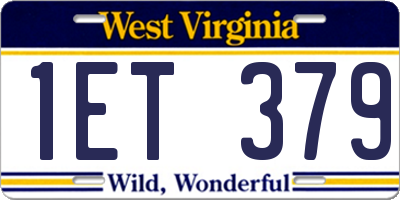 WV license plate 1ET379