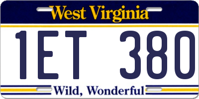 WV license plate 1ET380