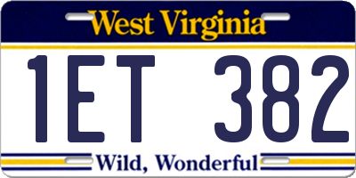 WV license plate 1ET382