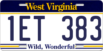 WV license plate 1ET383