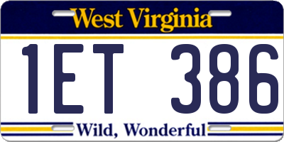 WV license plate 1ET386