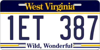 WV license plate 1ET387