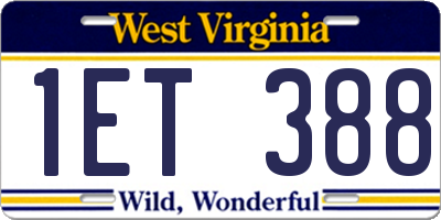 WV license plate 1ET388