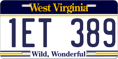 WV license plate 1ET389