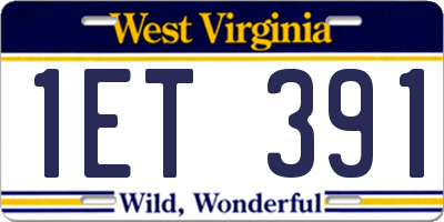 WV license plate 1ET391