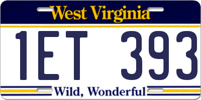 WV license plate 1ET393