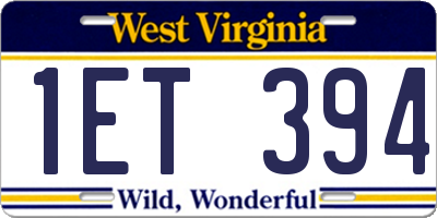 WV license plate 1ET394