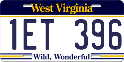 WV license plate 1ET396