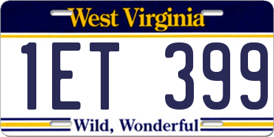 WV license plate 1ET399