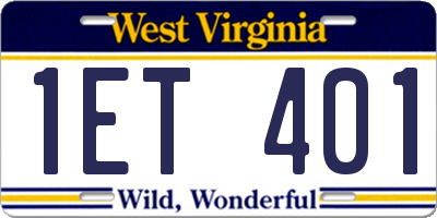 WV license plate 1ET401