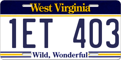 WV license plate 1ET403