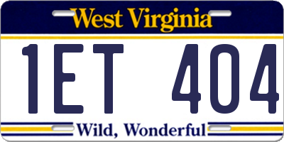 WV license plate 1ET404