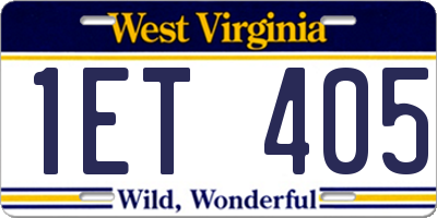 WV license plate 1ET405