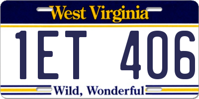 WV license plate 1ET406