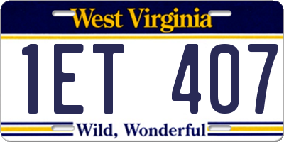 WV license plate 1ET407