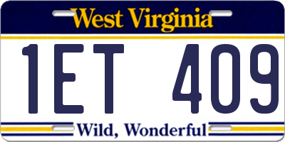 WV license plate 1ET409