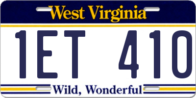 WV license plate 1ET410