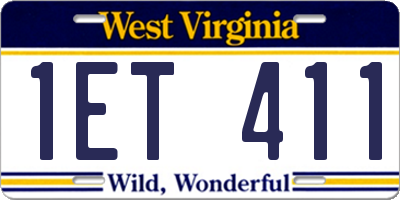 WV license plate 1ET411