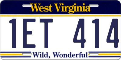 WV license plate 1ET414
