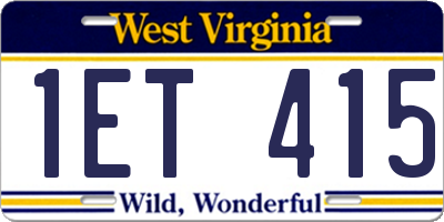 WV license plate 1ET415