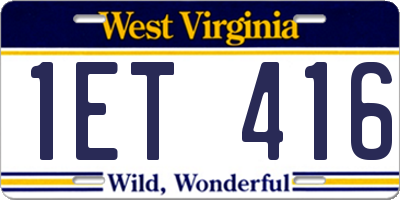 WV license plate 1ET416