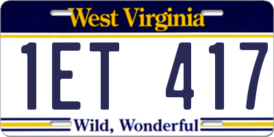 WV license plate 1ET417