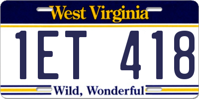 WV license plate 1ET418
