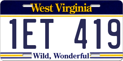 WV license plate 1ET419