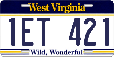 WV license plate 1ET421
