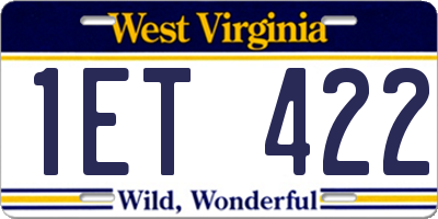 WV license plate 1ET422