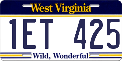 WV license plate 1ET425