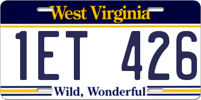 WV license plate 1ET426