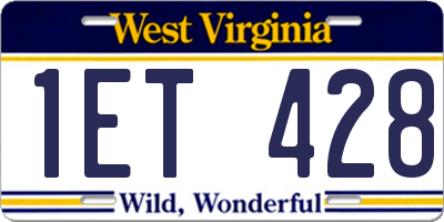 WV license plate 1ET428