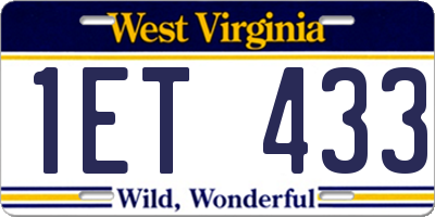 WV license plate 1ET433