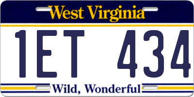 WV license plate 1ET434
