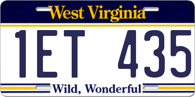 WV license plate 1ET435